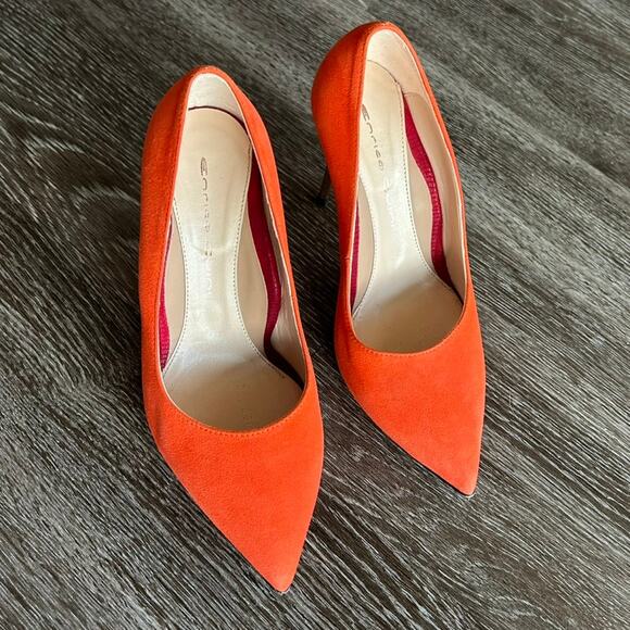 EUC Enrico Cuini Farah Tangerine Suede Pumps 35.5 C Rose Gold Heel ALIA Tech 4in - Picture 16 of 16